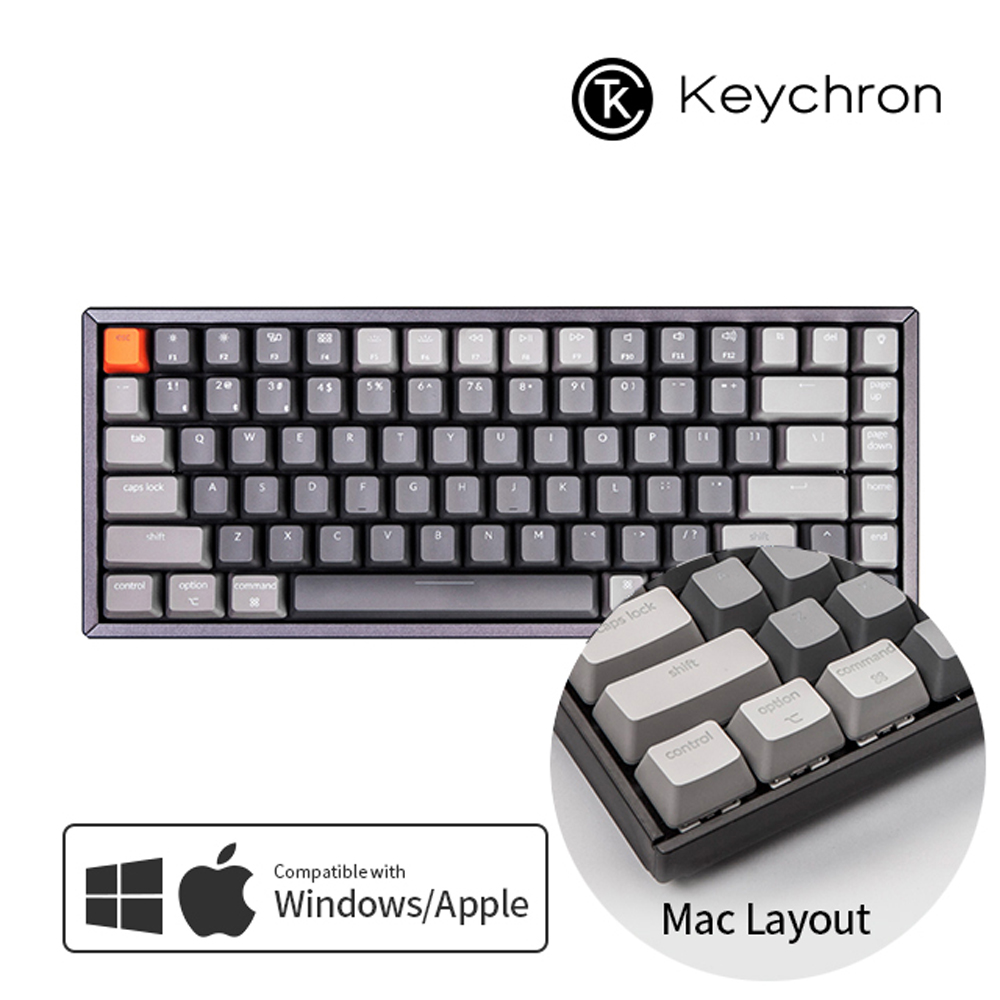 Keychron K2 RGB 맥 애플/윈도우  다크그레이 알루미늄 키보드(블루투스) 한글 - 스위치선택