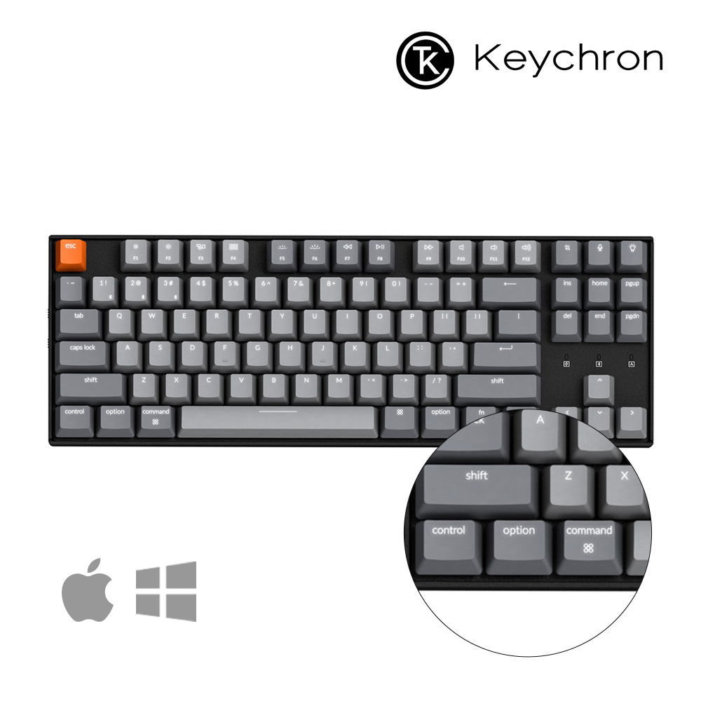 Keychron K8 화이트 LED 맥 애플/윈도우 키보드(블루투스) 한글 - 스위치선택